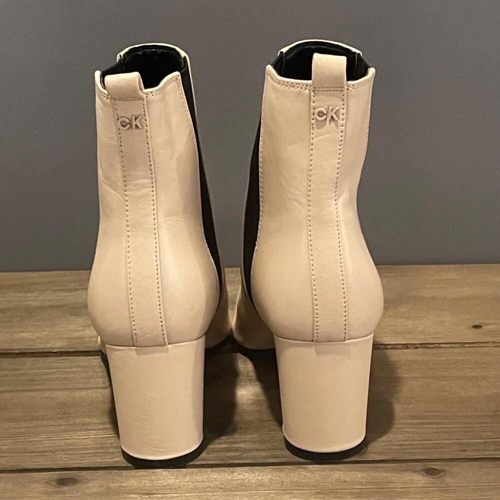 Calvin Klein Women's Feli Ankle Dress Booties Size 7 Beige Pointed Toe Pull On - Picture 7 of 14